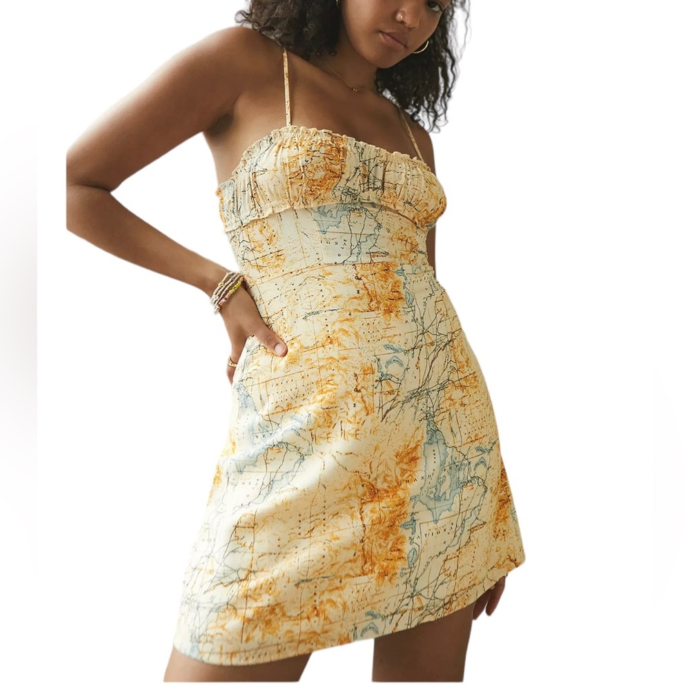 Urban Outfitters By The Sea Map Print Mini Dress
